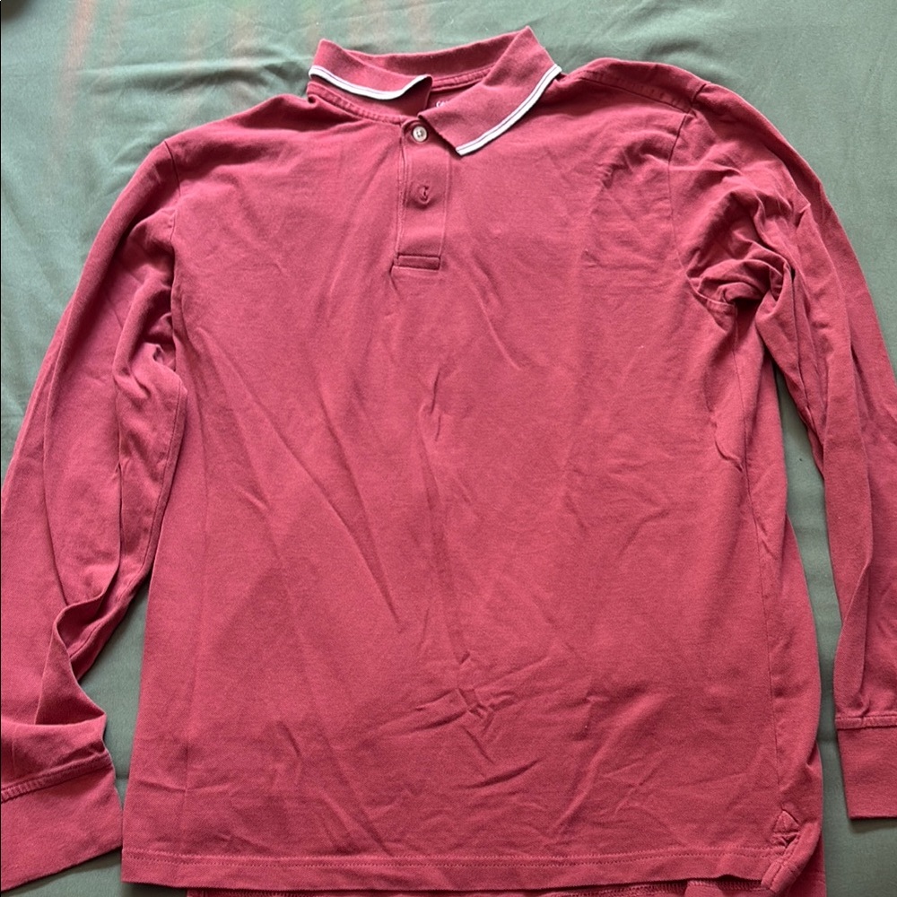 Men's Red Long Sleeve Polo Shirt ($8)